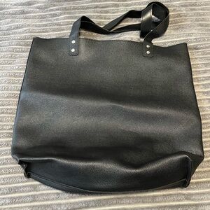 Elegant Black Leather Tote Bag